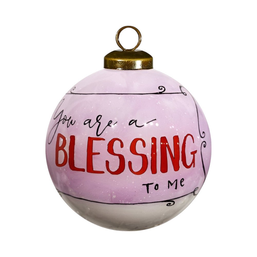 Snowman You Are a Blessing To Me Hand Painted Mouth Blown Glass Ornament - Montana Home & Kitchen Co.