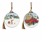 Snowy Mountains Ski Rental Hand Painted Mouth Blown Glass Ornament - Montana Home & Kitchen Co.