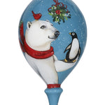 Snowy Polar Bear and Penguin Hand Painted Mouth Blown Glass Ornament - Montana Home & Kitchen Co.