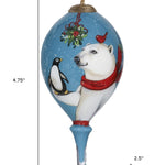 Snowy Polar Bear and Penguin Hand Painted Mouth Blown Glass Ornament - Montana Home & Kitchen Co.