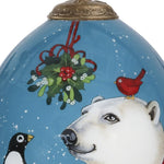 Snowy Polar Bear and Penguin Hand Painted Mouth Blown Glass Ornament - Montana Home & Kitchen Co.