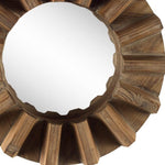 Sprocket 17" Round Walnut Finish Frame Wall Mirror - Montana Home & Kitchen Co.