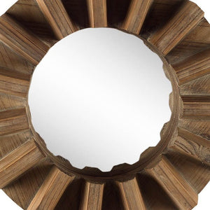 Sprocket 17" Round Walnut Finish Frame Wall Mirror - Montana Home & Kitchen Co.