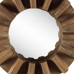 Sprocket 17" Round Walnut Finish Frame Wall Mirror - Montana Home & Kitchen Co.