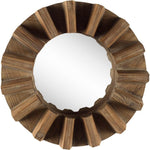 Sprocket 17" Round Walnut Finish Frame Wall Mirror - Montana Home & Kitchen Co.