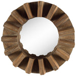 Sprocket 17" Round Walnut Finish Frame Wall Mirror - Montana Home & Kitchen Co.