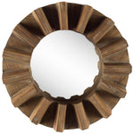 Sprocket 17" Round Walnut Finish Frame Wall Mirror - Montana Home & Kitchen Co.