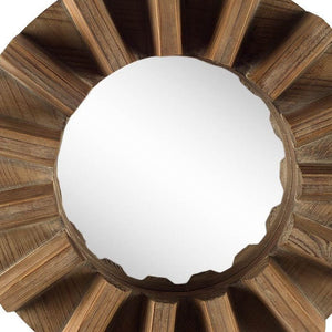 Sprocket 17" Round Walnut Finish Frame Wall Mirror - Montana Home & Kitchen Co.