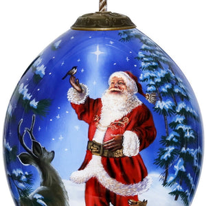 Starry Heaven and Santa Hand Painted Mouth Blown Glass Ornament - Montana Home & Kitchen Co.