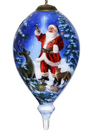 Starry Heaven and Santa Hand Painted Mouth Blown Glass Ornament - Montana Home & Kitchen Co.