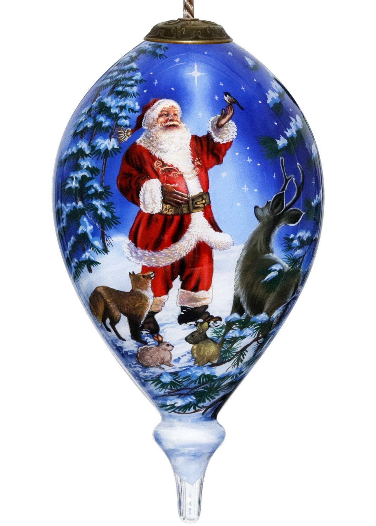 Starry Heaven and Santa Hand Painted Mouth Blown Glass Ornament - Montana Home & Kitchen Co.