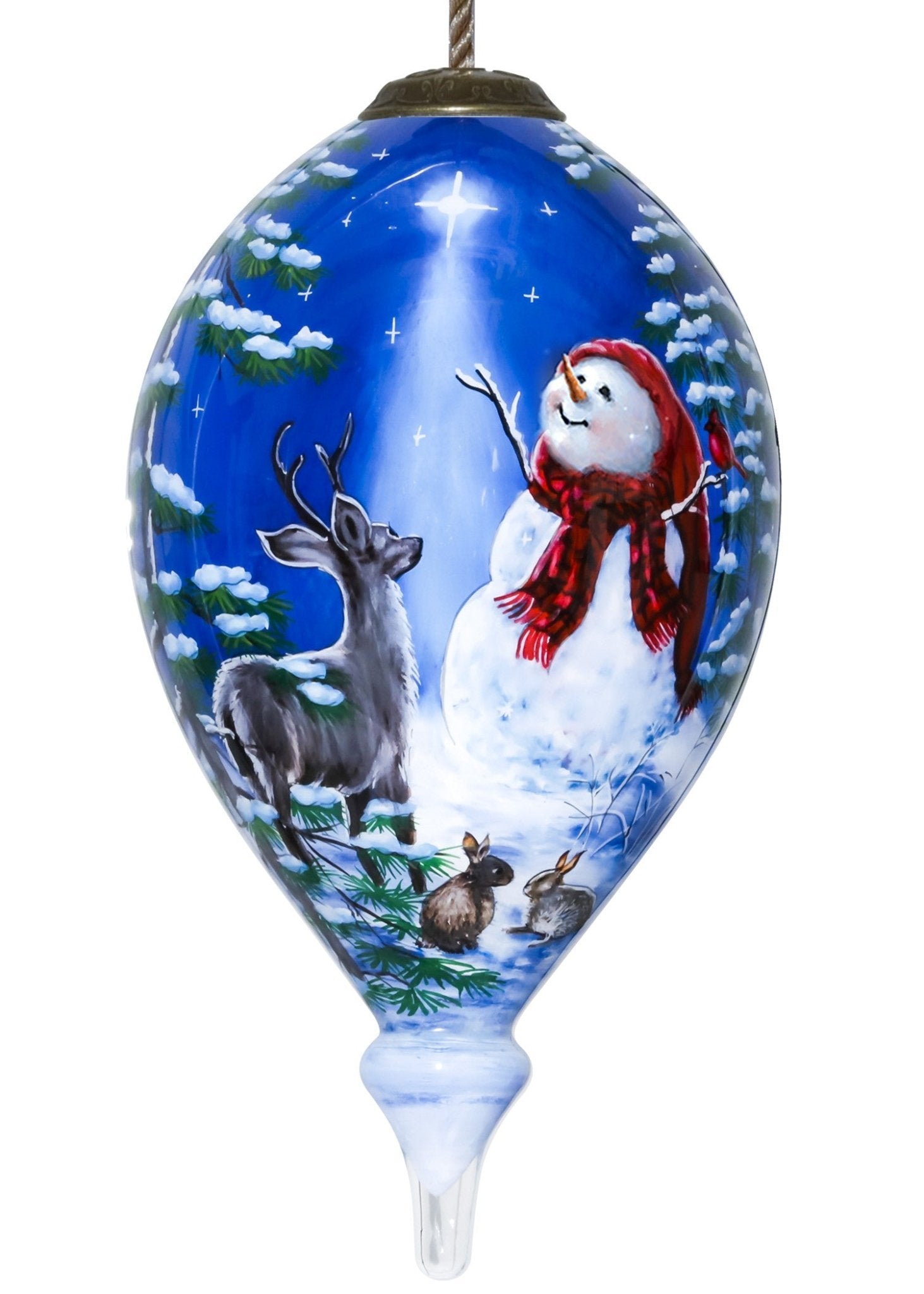 Starry Heaven and Snowman Hand Painted Mouth Blown Glass Ornament - Montana Home & Kitchen Co.