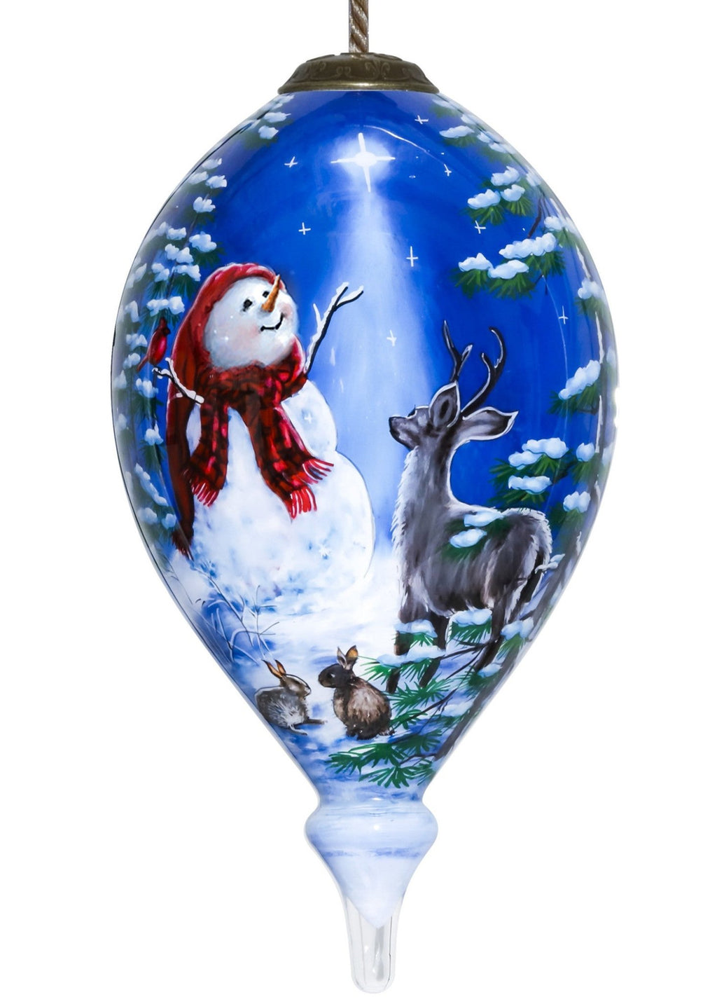 Starry Heaven and Snowman Hand Painted Mouth Blown Glass Ornament - Montana Home & Kitchen Co.