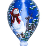 Starry Heaven and Snowman Hand Painted Mouth Blown Glass Ornament - Montana Home & Kitchen Co.