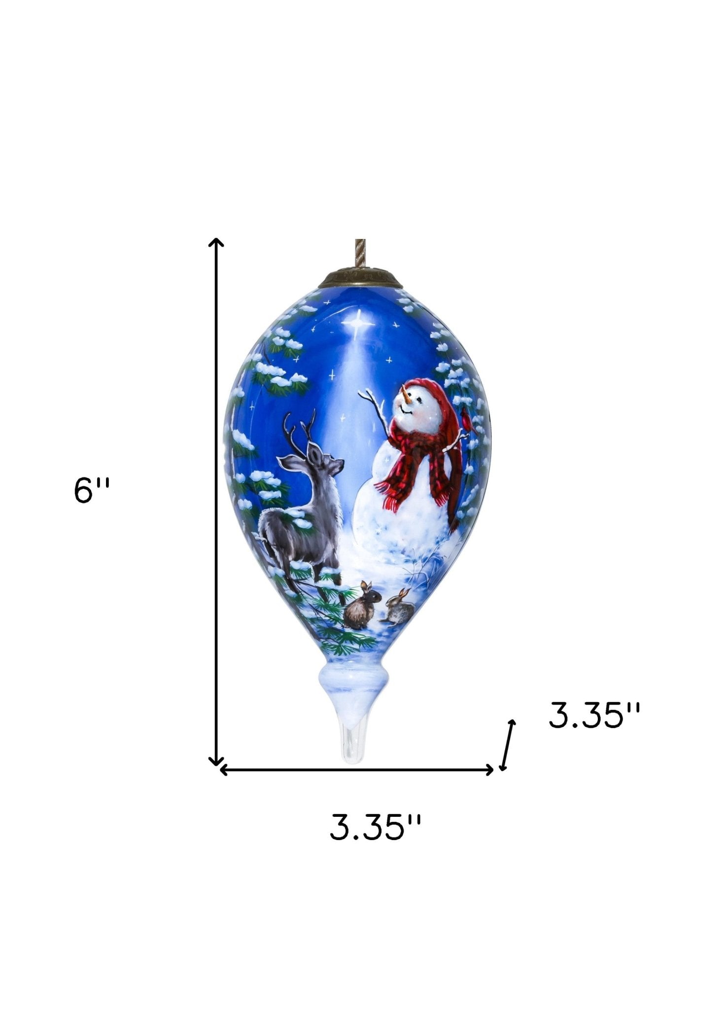 Starry Heaven and Snowman Hand Painted Mouth Blown Glass Ornament - Montana Home & Kitchen Co.