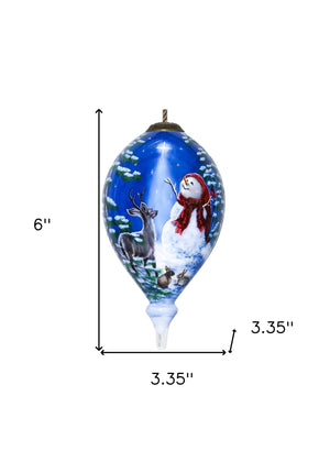 Starry Heaven and Snowman Hand Painted Mouth Blown Glass Ornament - Montana Home & Kitchen Co.