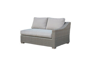 Three Piece Outdoor Gray Rattan Sectional Seating Group with Beige Cushions - Montana Home & Kitchen Co.