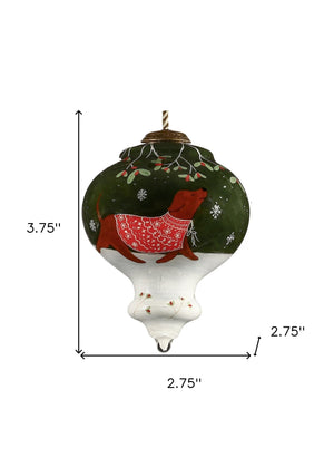 Trotting Dog in Comfy Christmas Attire Hand Painted Mouth Blown Glass Ornament - Montana Home & Kitchen Co.