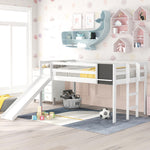 Twin Loft Bed Bed Chalkboard and Slide (White) - Montana Home & Kitchen Co.