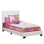 Twin Upholstered Faux Leather Bed Frame (White Solid Wood) - Montana Home & Kitchen Co.