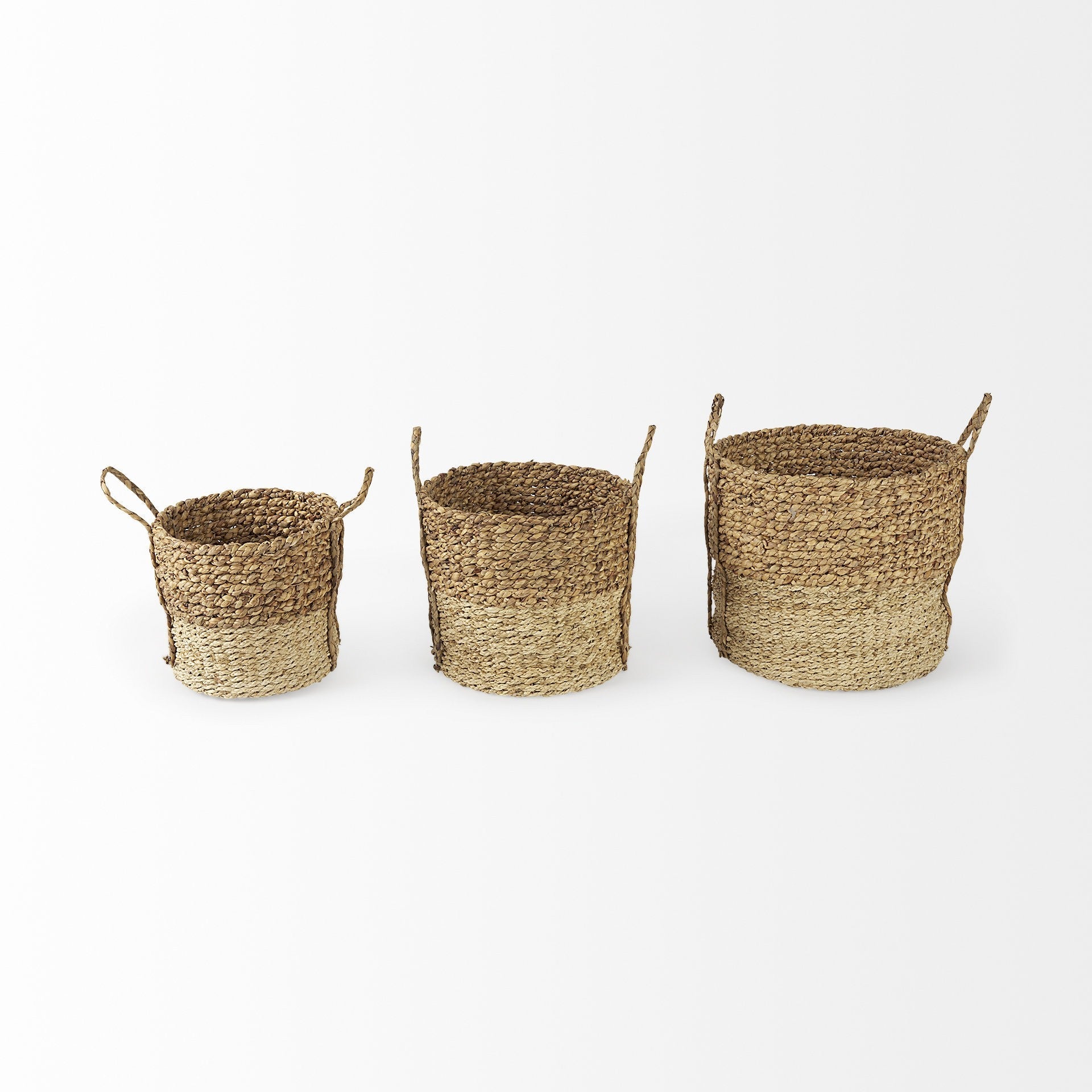 Two Tone Wicker Storage Baskets Set Of Three - Montana Home & Kitchen Co.