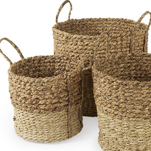 Two Tone Wicker Storage Baskets Set Of Three - Montana Home & Kitchen Co.