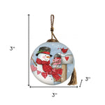 Valentine Snowman Hand Painted Mouth Blown Glass Ornament - Montana Home & Kitchen Co.