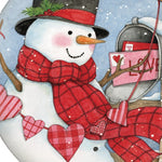 Valentine Snowman Hand Painted Mouth Blown Glass Ornament - Montana Home & Kitchen Co.