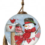 Valentine Snowman Hand Painted Mouth Blown Glass Ornament - Montana Home & Kitchen Co.