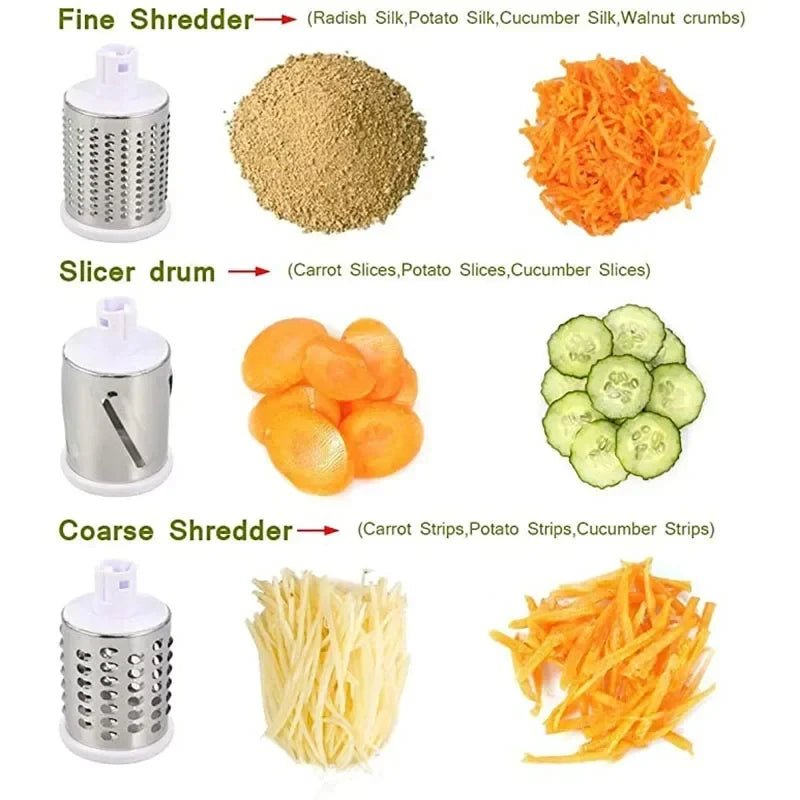 Vegetable Cutter & Slicer Manual Kitchen Cheese Chopper Machine With 3 Sharp Drums French Fries Shredders Grater Kitchen Gadgets - Montana Home & Kitchen Co.