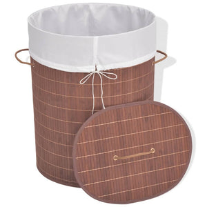 vidaXL Bamboo Laundry Bin Oval Brown - Montana Home & Kitchen Co.