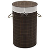 vidaXL Bamboo Laundry Bin Round Dark Brown - Montana Home & Kitchen Co.