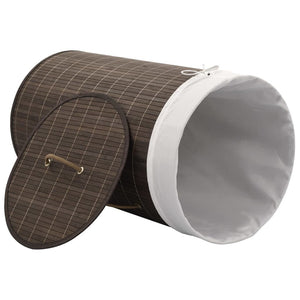 vidaXL Bamboo Laundry Bin Round Dark Brown - Montana Home & Kitchen Co.