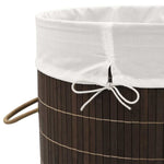 vidaXL Bamboo Laundry Bin Round Dark Brown - Montana Home & Kitchen Co.