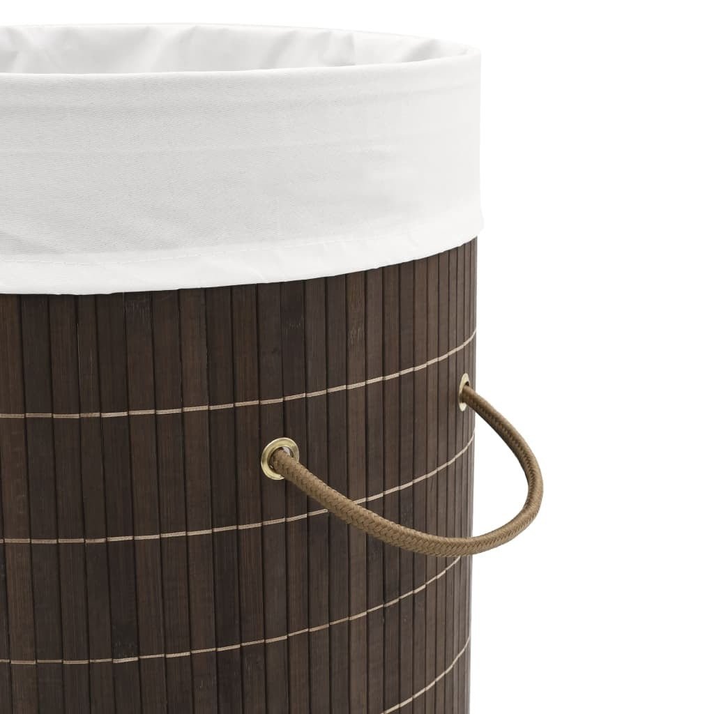 vidaXL Bamboo Laundry Bin Round Dark Brown - Montana Home & Kitchen Co.