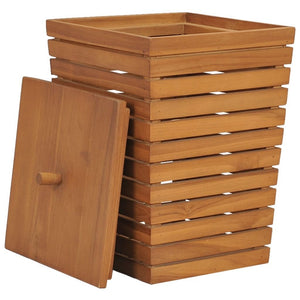 vidaXL Laundry Basket 11.8"x11.8"x17.7" Solid Teak Wood - Montana Home & Kitchen Co.