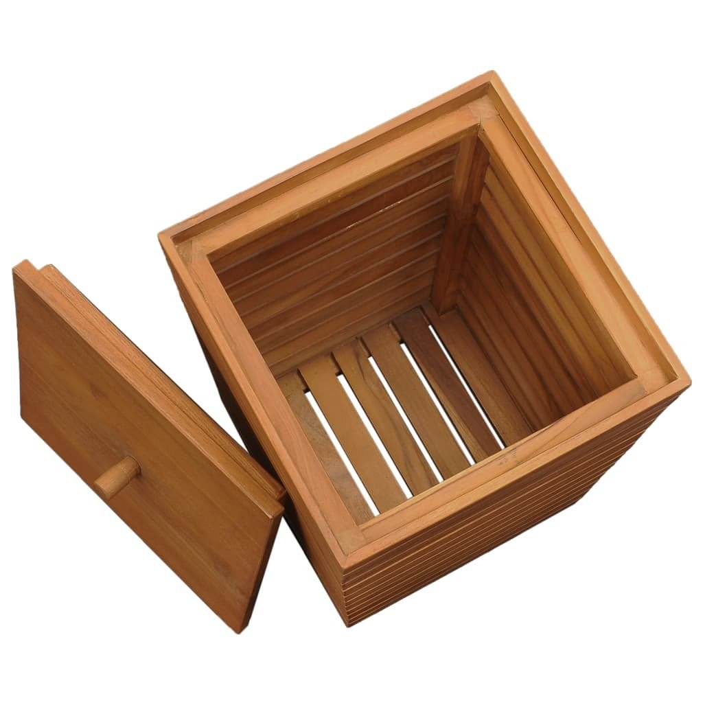 vidaXL Laundry Basket 11.8"x11.8"x17.7" Solid Teak Wood - Montana Home & Kitchen Co.