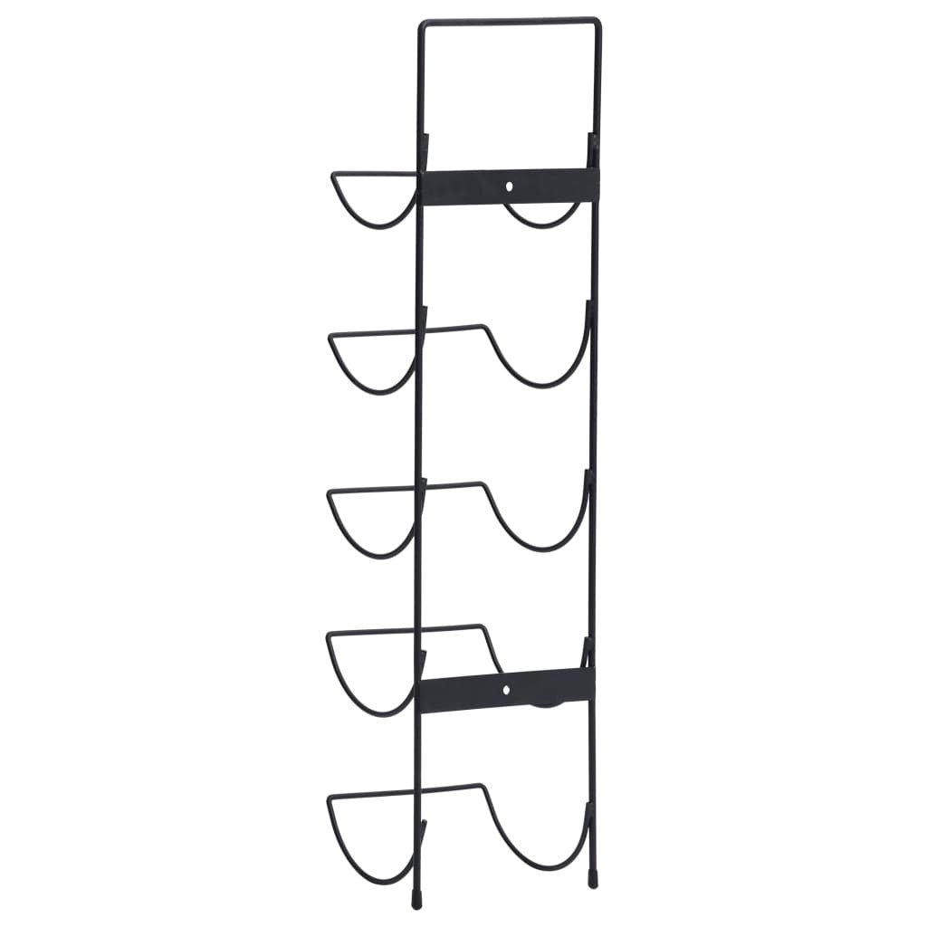 vidaXL Wall Mounted Wine Rack for 5 Bottles Black Iron - Montana Home & Kitchen Co.