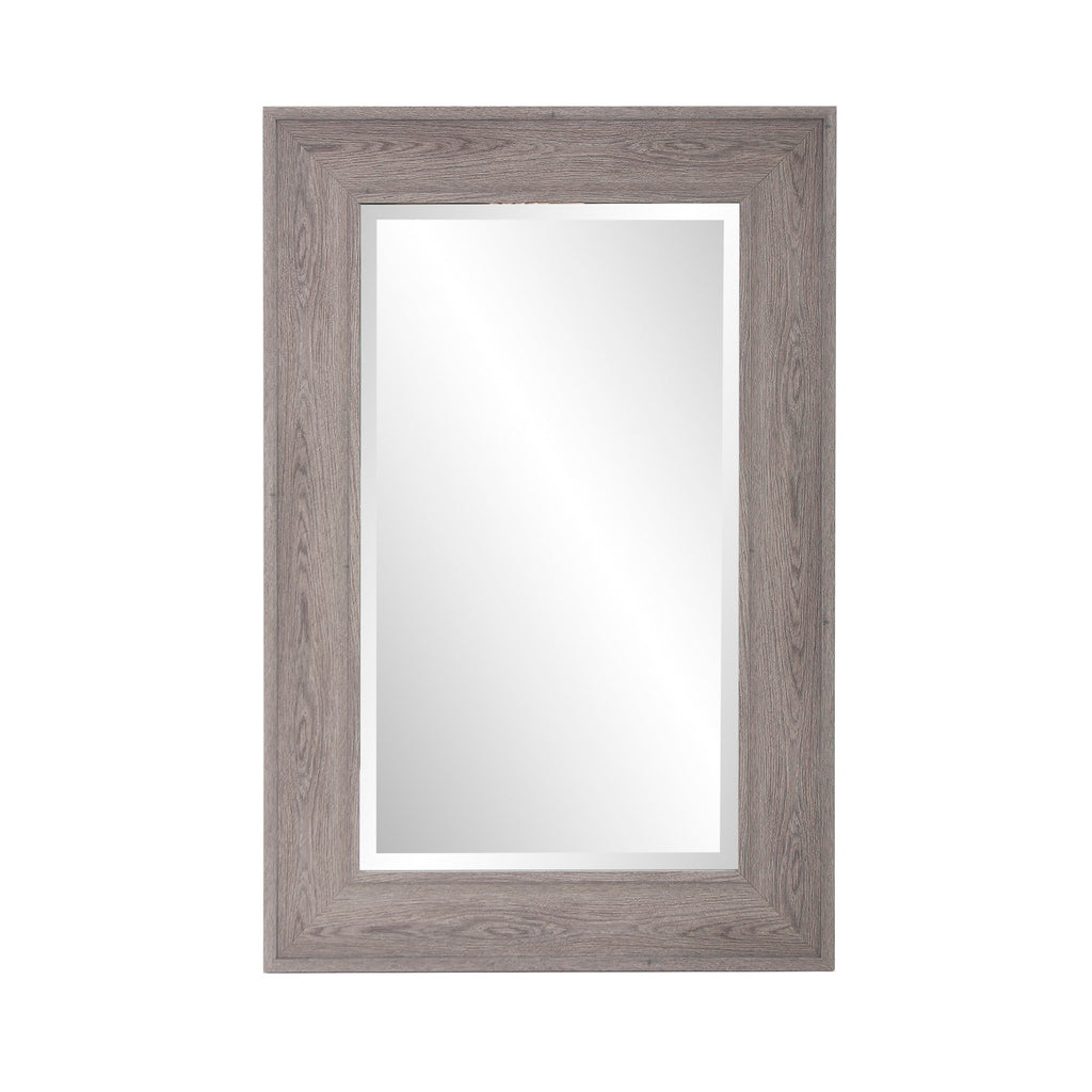 Warm Gray Faux Wood Beveled Rectangular Mirror - Montana Home & Kitchen Co.