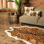 White And Brown Faux Cowhide Area Rug Off 5' X 8' Tufted Washable Non Skid - Montana Home & Kitchen Co.