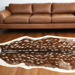 White And Brown Faux Cowhide Area Rug Off 5' X 8' Tufted Washable Non Skid - Montana Home & Kitchen Co.