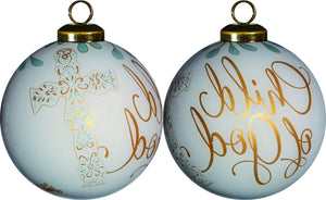 White and Gold Child of God Hand Painted Mouth Blown Glass Ornament - Montana Home & Kitchen Co.