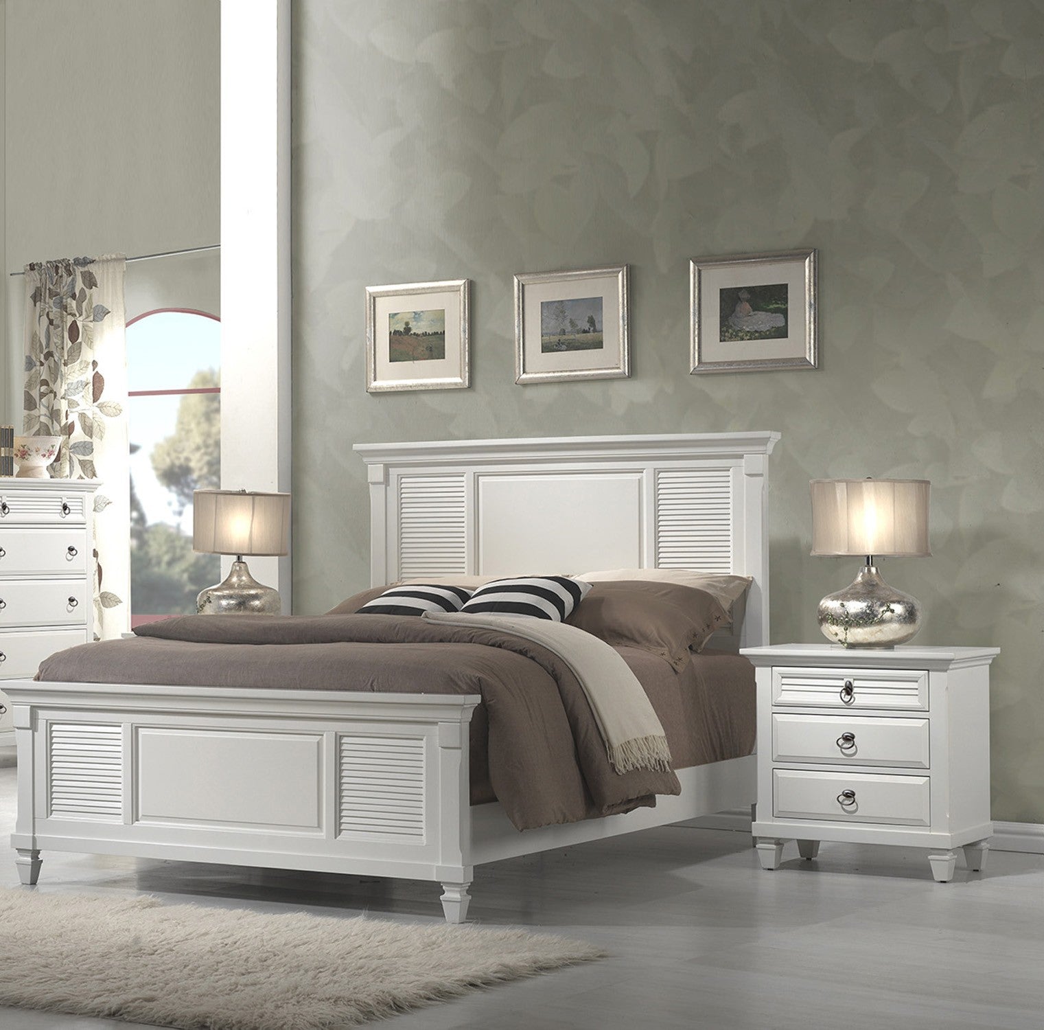 White Plantation 3 Drawer Nightstand - Montana Home & Kitchen Co.