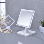 White Rectangle Makeup Shaving Tabletop Mirror - Montana Home & Kitchen Co.