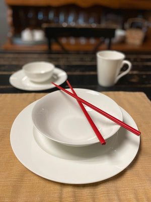 White Round Bone China Service For Four Dinnerware Set - Montana Home & Kitchen Co.