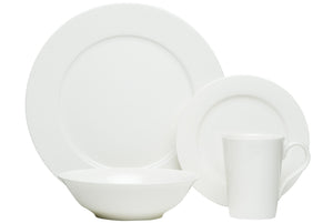 White Round Bone China Service For Four Dinnerware Set - Montana Home & Kitchen Co.