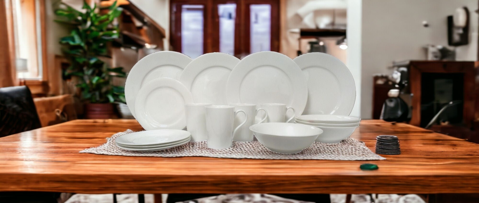 White Round Bone China Service For Four Dinnerware Set - Montana Home & Kitchen Co.