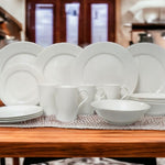 White Round Bone China Service For Four Dinnerware Set - Montana Home & Kitchen Co.