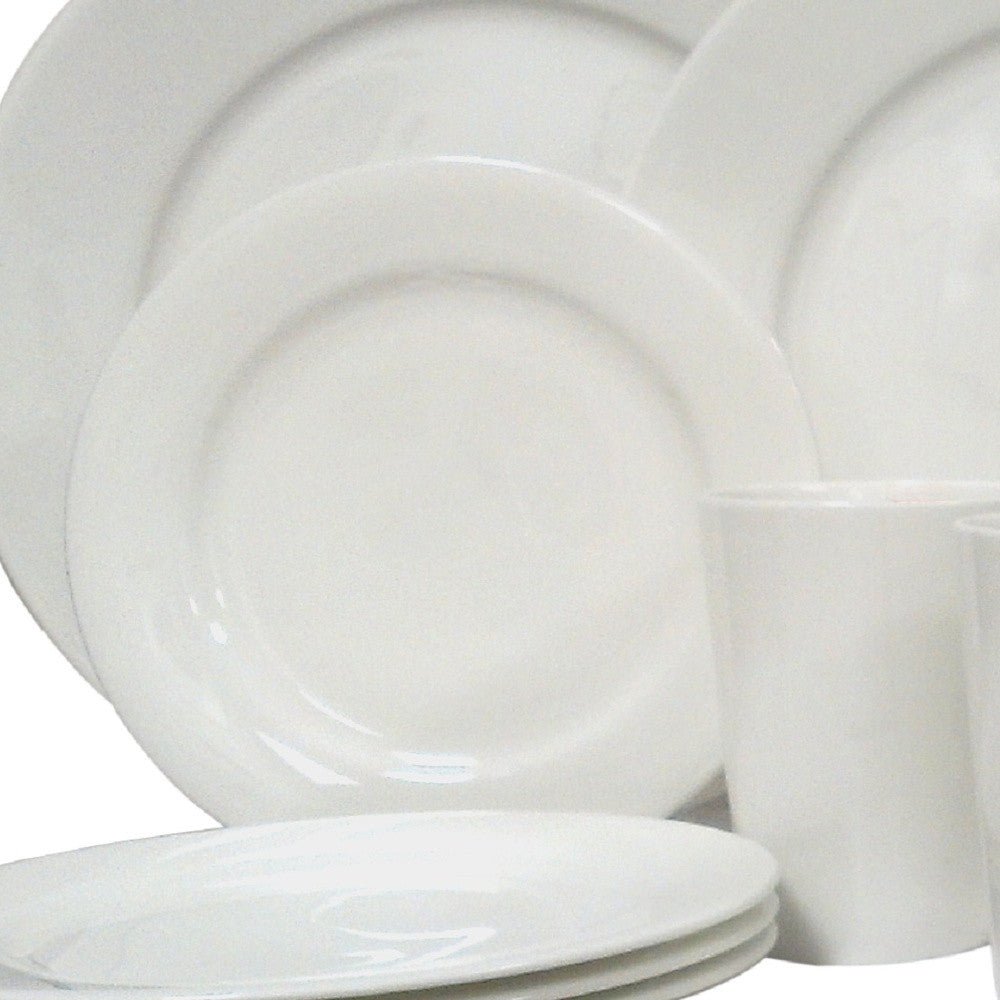 White Round Bone China Service For Four Dinnerware Set - Montana Home & Kitchen Co.