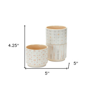 White Set of Three Dolomite 2.77056 ounce Round Pot Planter - Montana Home & Kitchen Co.